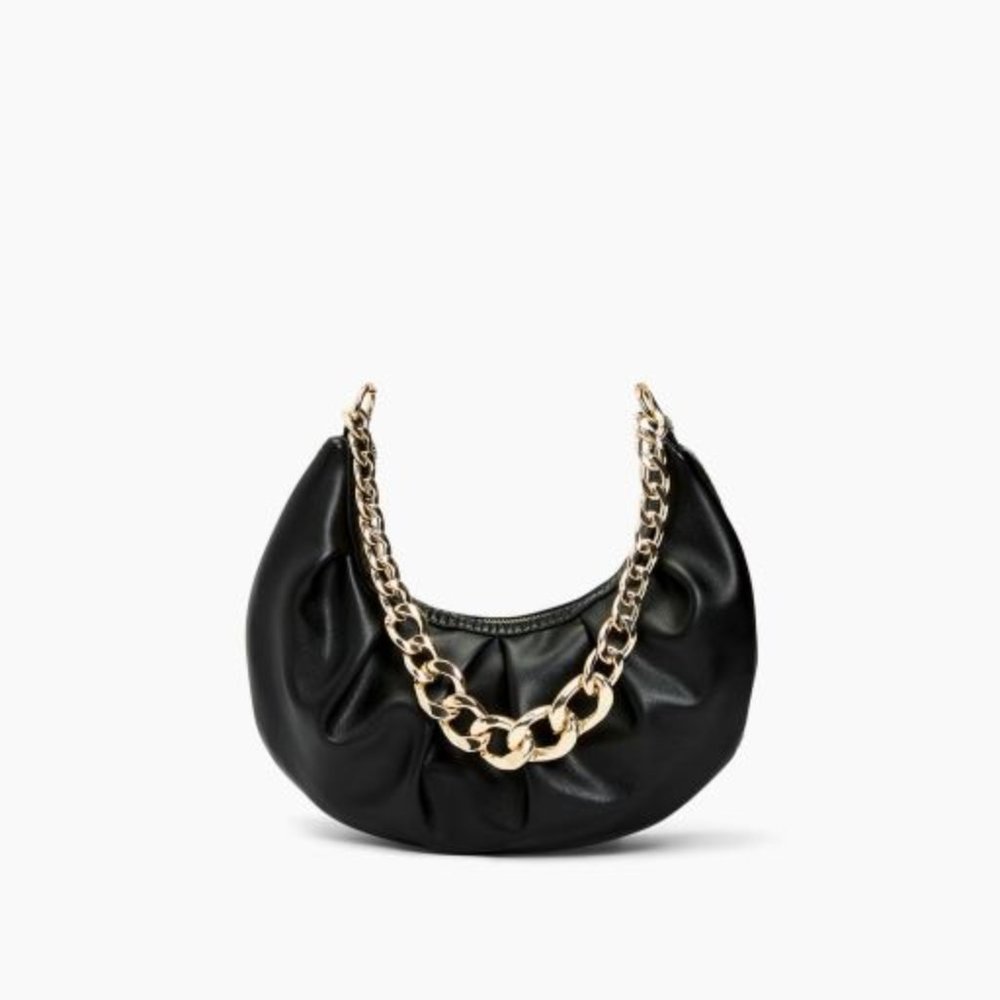 Ruffled shoulder bag black